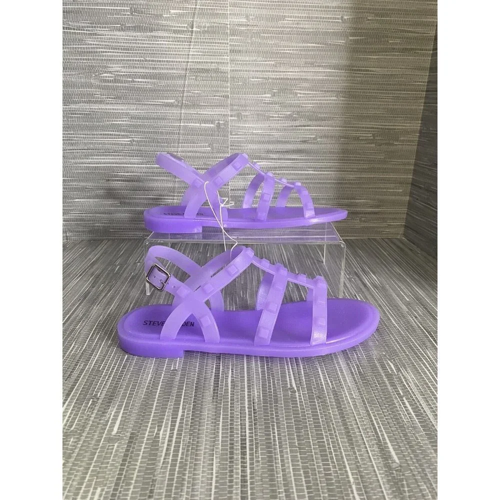 Steve Madden Girls‎ Travel-J Studded Flat Jelly Sandals Purple Size 2